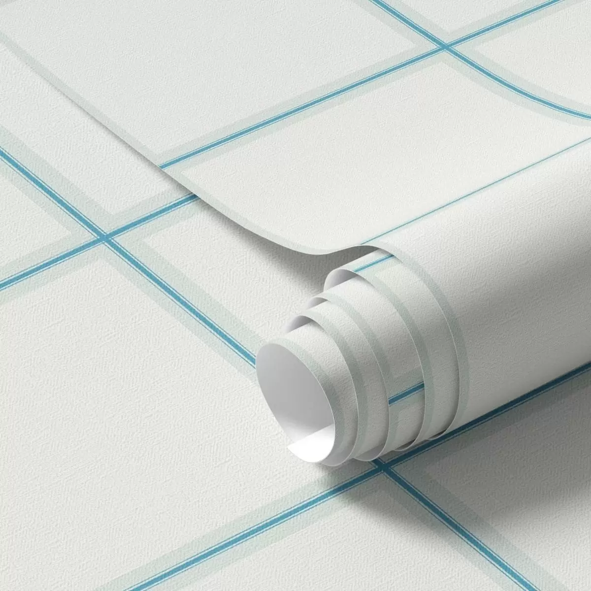 Papel de parede Grelha de nove quadrados brancos com bordas em azul claro a01277v1