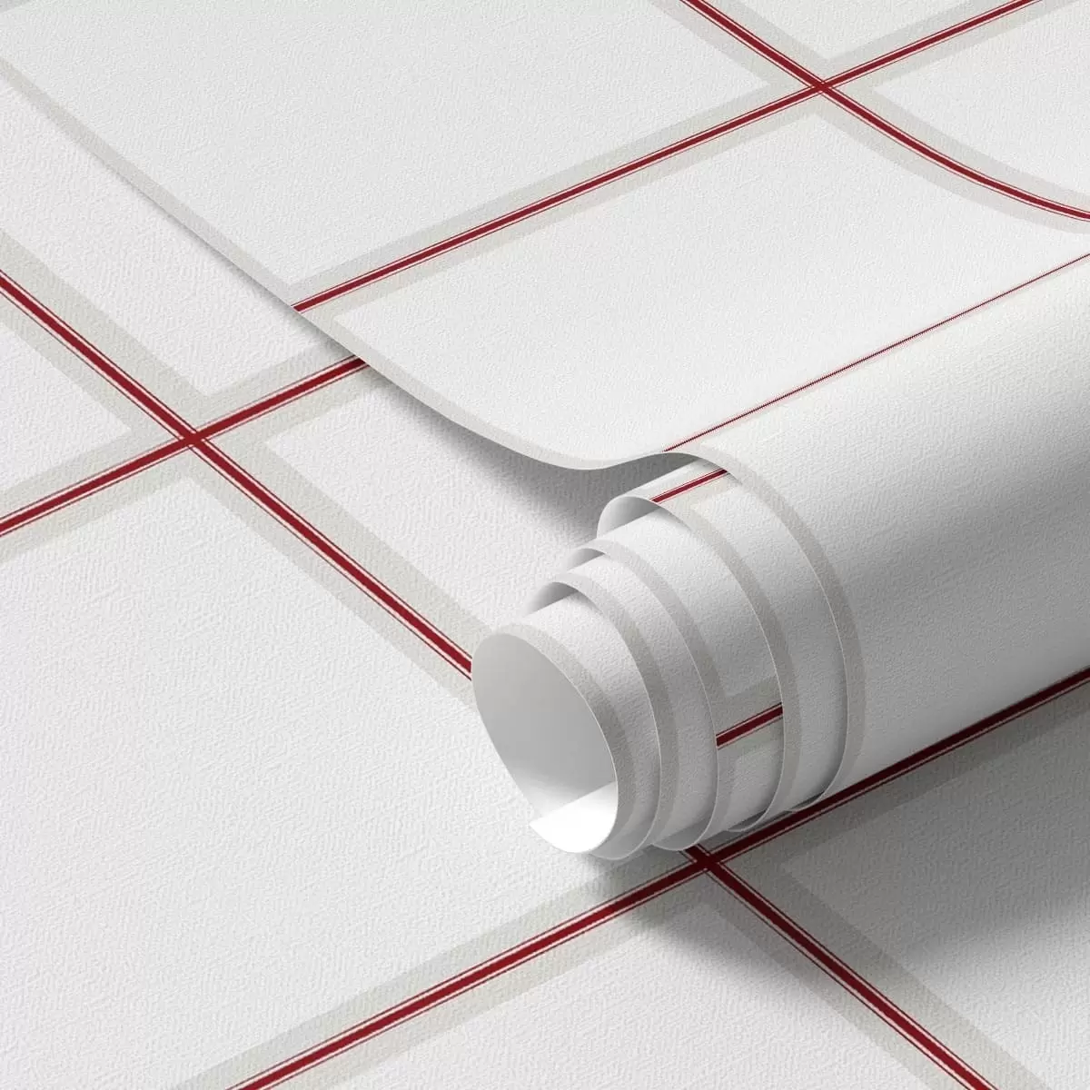 Papel de parede Grelha de nove quadrados brancos com bordas cor de vinho a01277v2