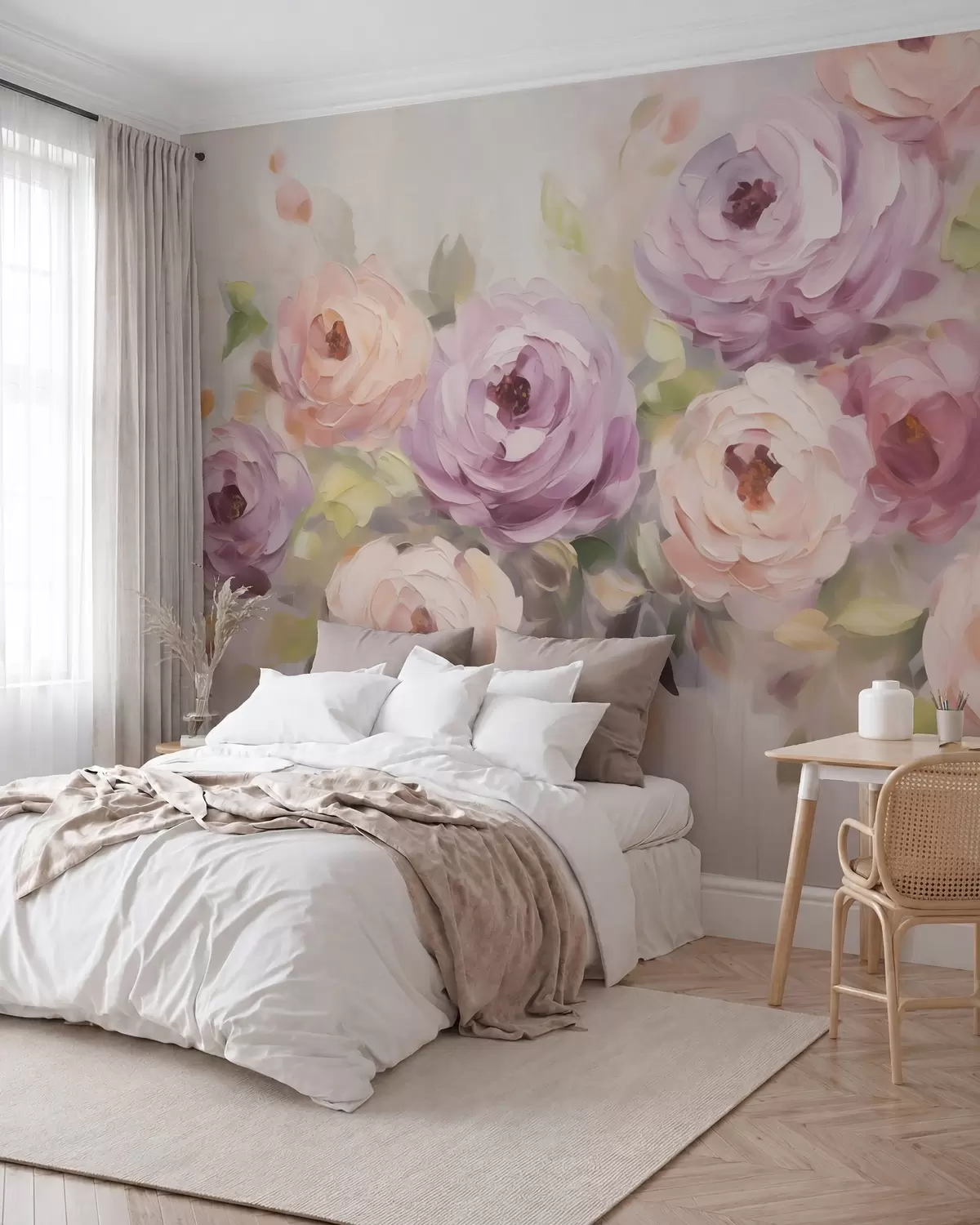 murais de parede Rosas abstratas, imitação de uma pintura w05996