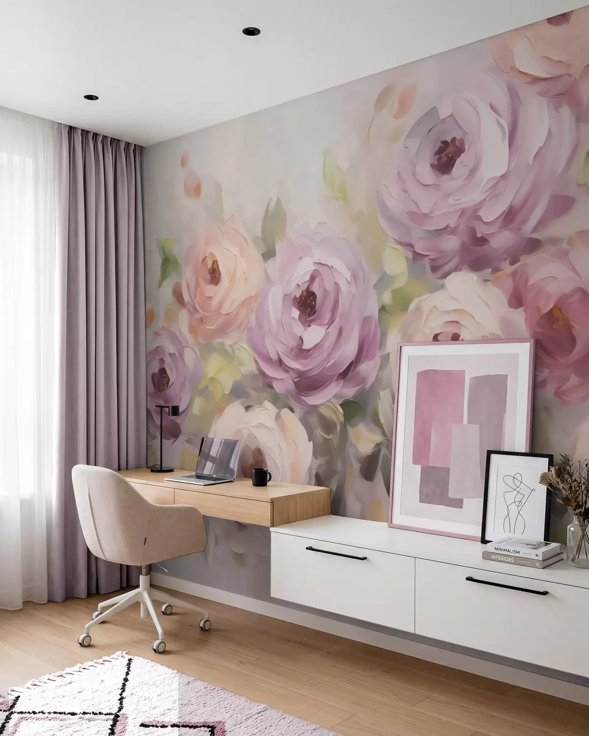murais de parede Rosas abstratas, imitação de uma pintura w05996