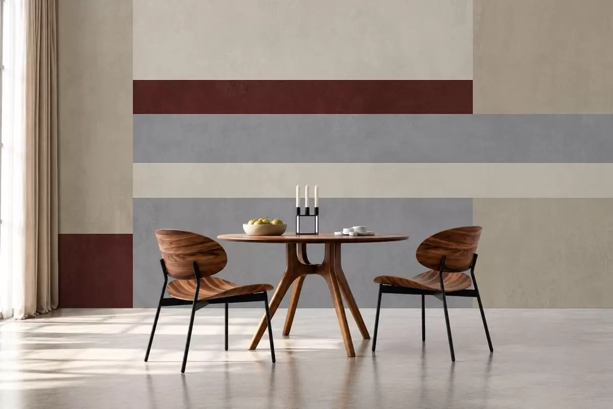murais de parede Geometria abstrata com blocos em bordô, cinza e bege w05890v2