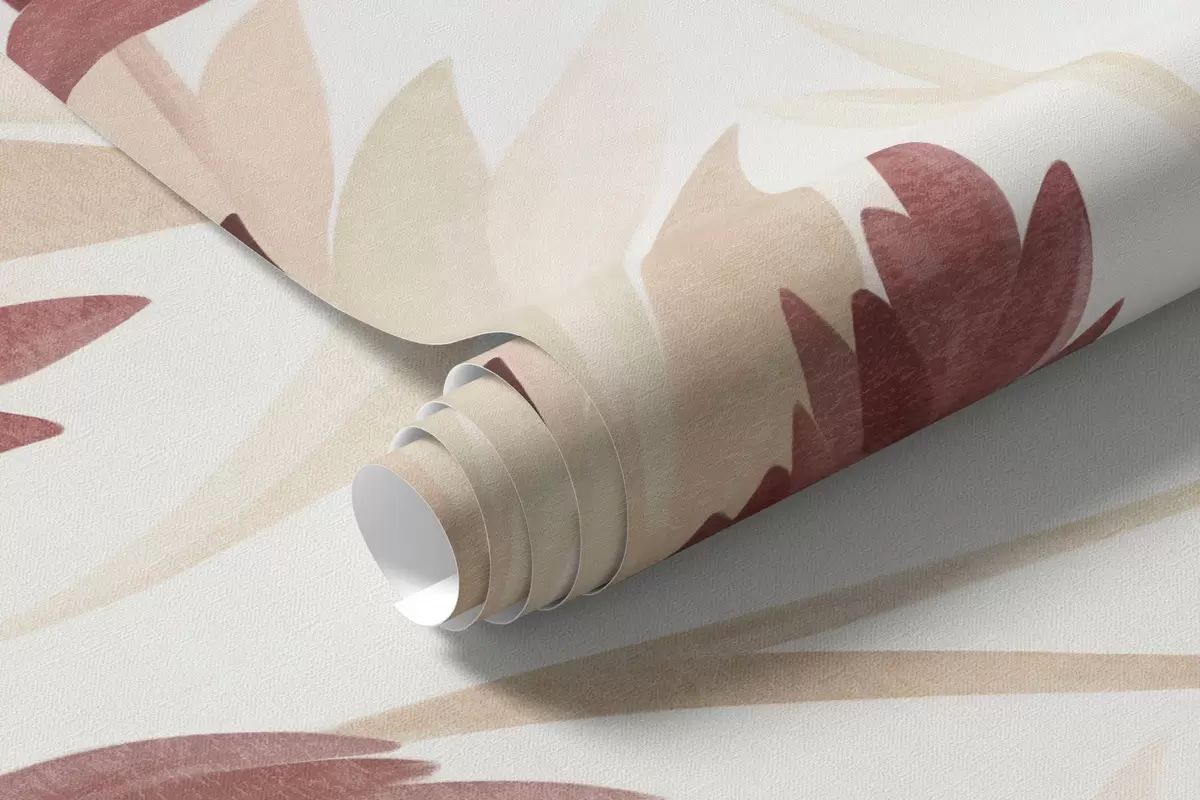 murais de parede Gramíneas altas e flores silvestres em tons terrosos suaves, estética minimalista w10084