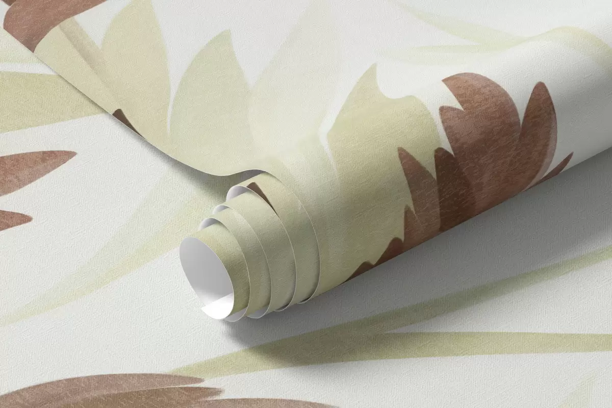 murais de parede Gramíneas altas e flores silvestres em tons suaves de verde, estética minimalista w10084v1