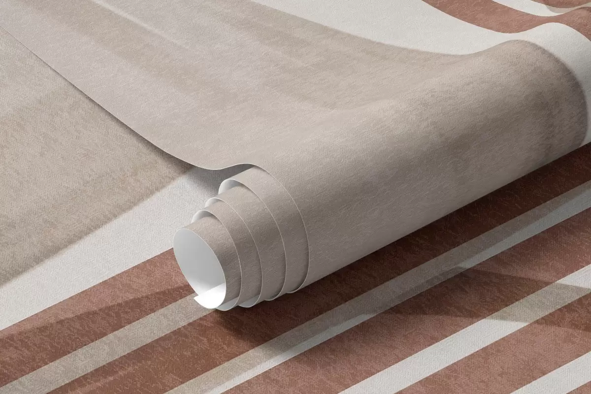 murais de parede Composição abstrata com folhas de palmeira, arcos geométricos e listras verticais w10110