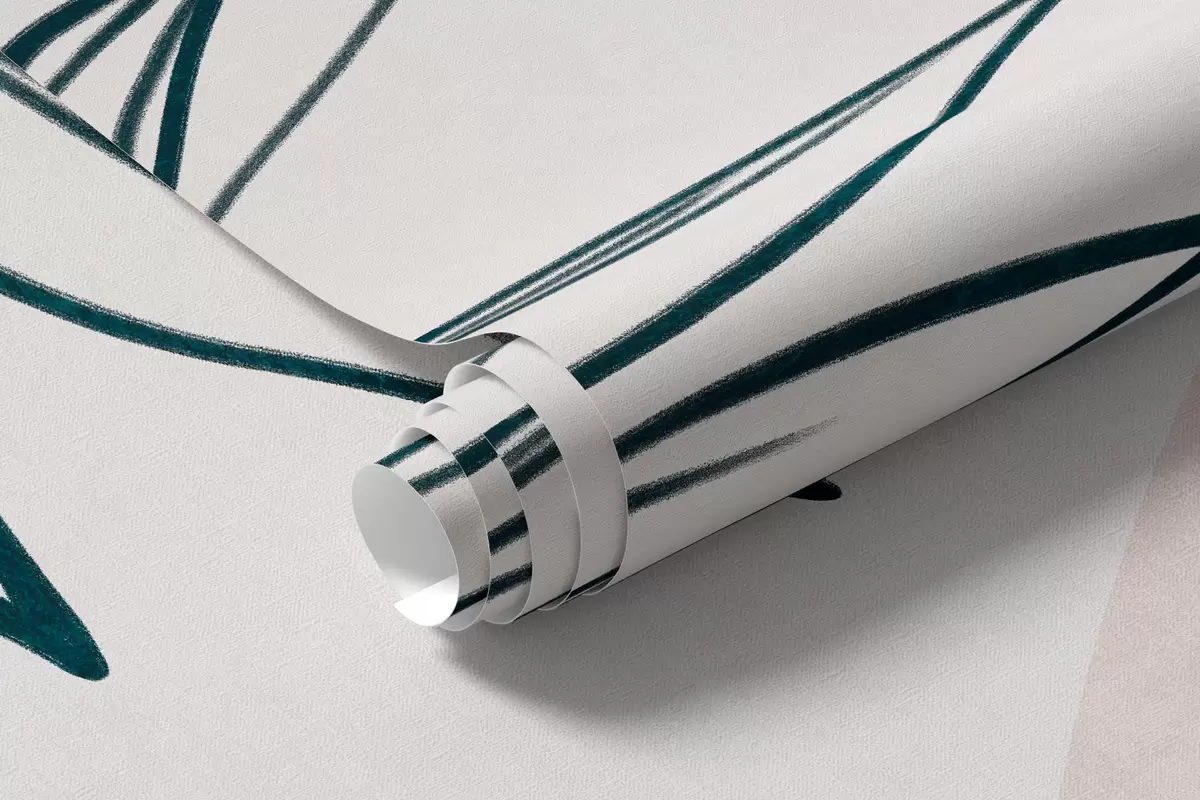 murais de parede Desenhos minimalistas de folhas e folhagem tropicais, com formas circulares em tons pastéis w10111