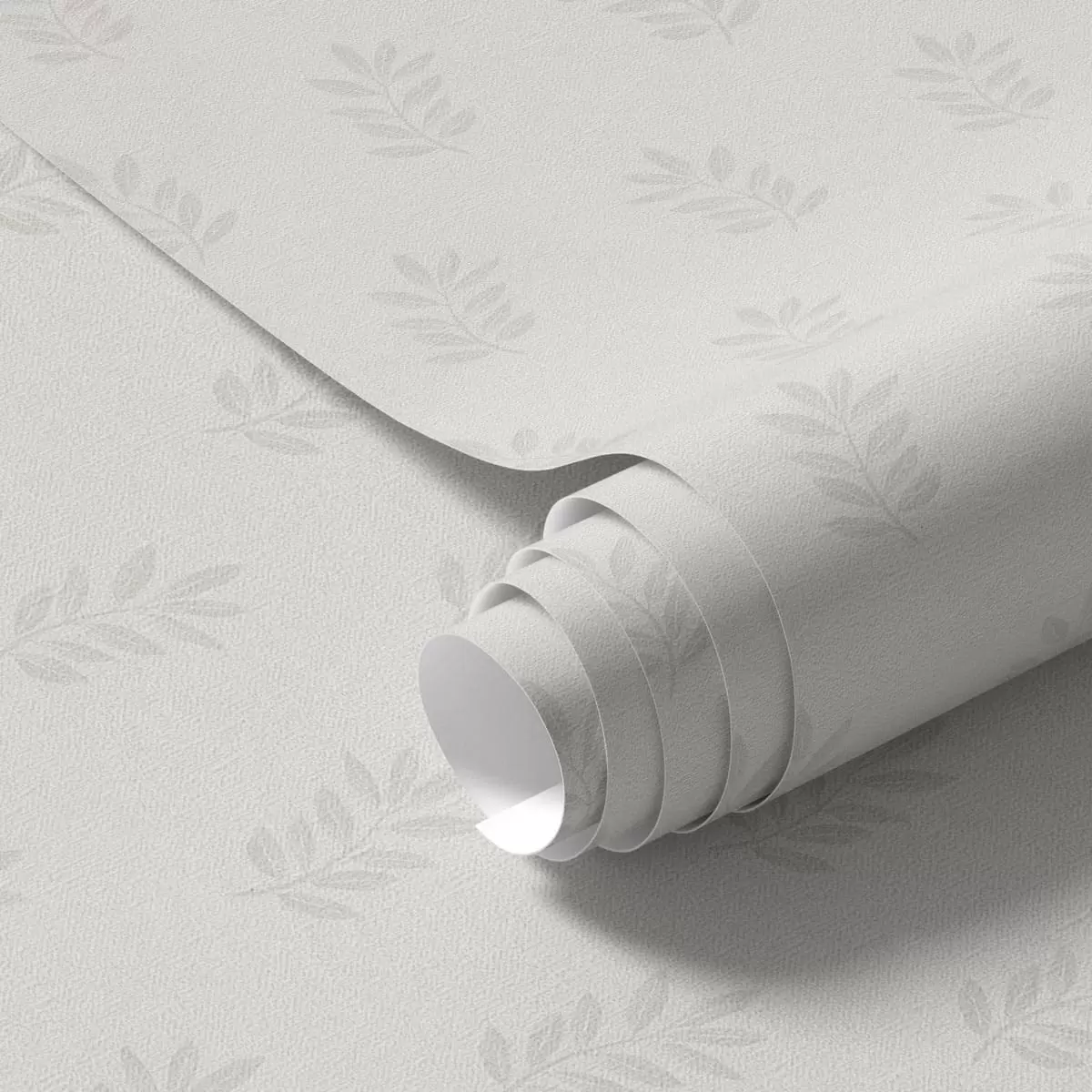 Papel de parede Pequenos galhos com folhas sobre fundo cinza a01281