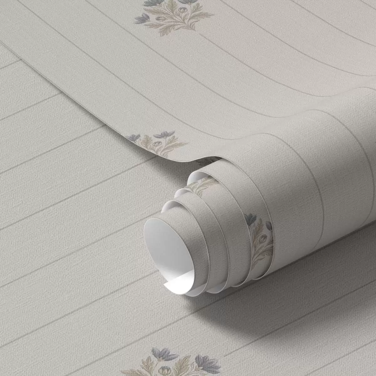 Papel de parede Ornamentos florais delicados e listras verticais a01282