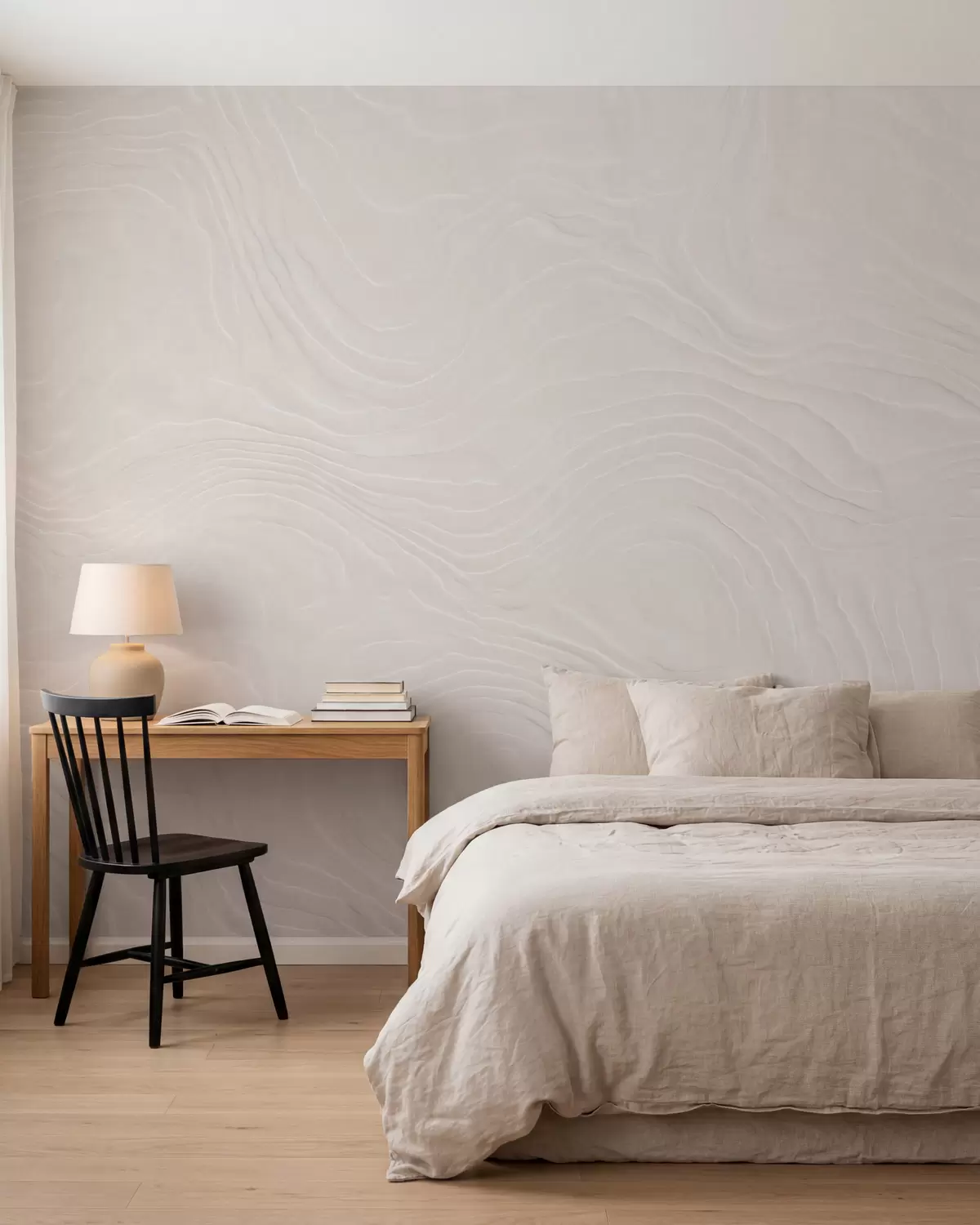 murais de parede Textura abstrata e leve, com linhas onduladas e fluidas e um efeito natural de gesso w10092
