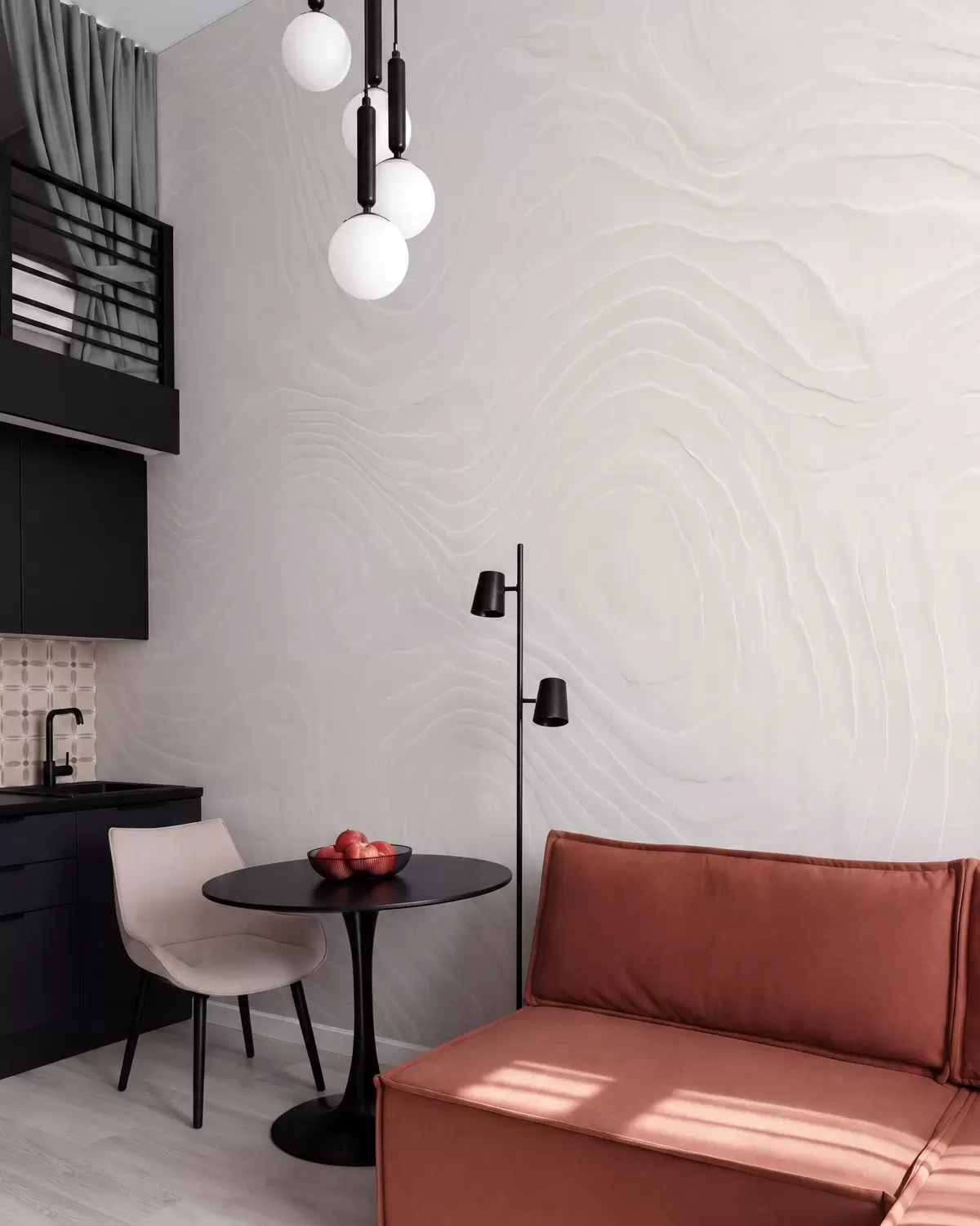 murais de parede Textura abstrata e leve, com linhas onduladas e fluidas e um efeito natural de gesso w10092