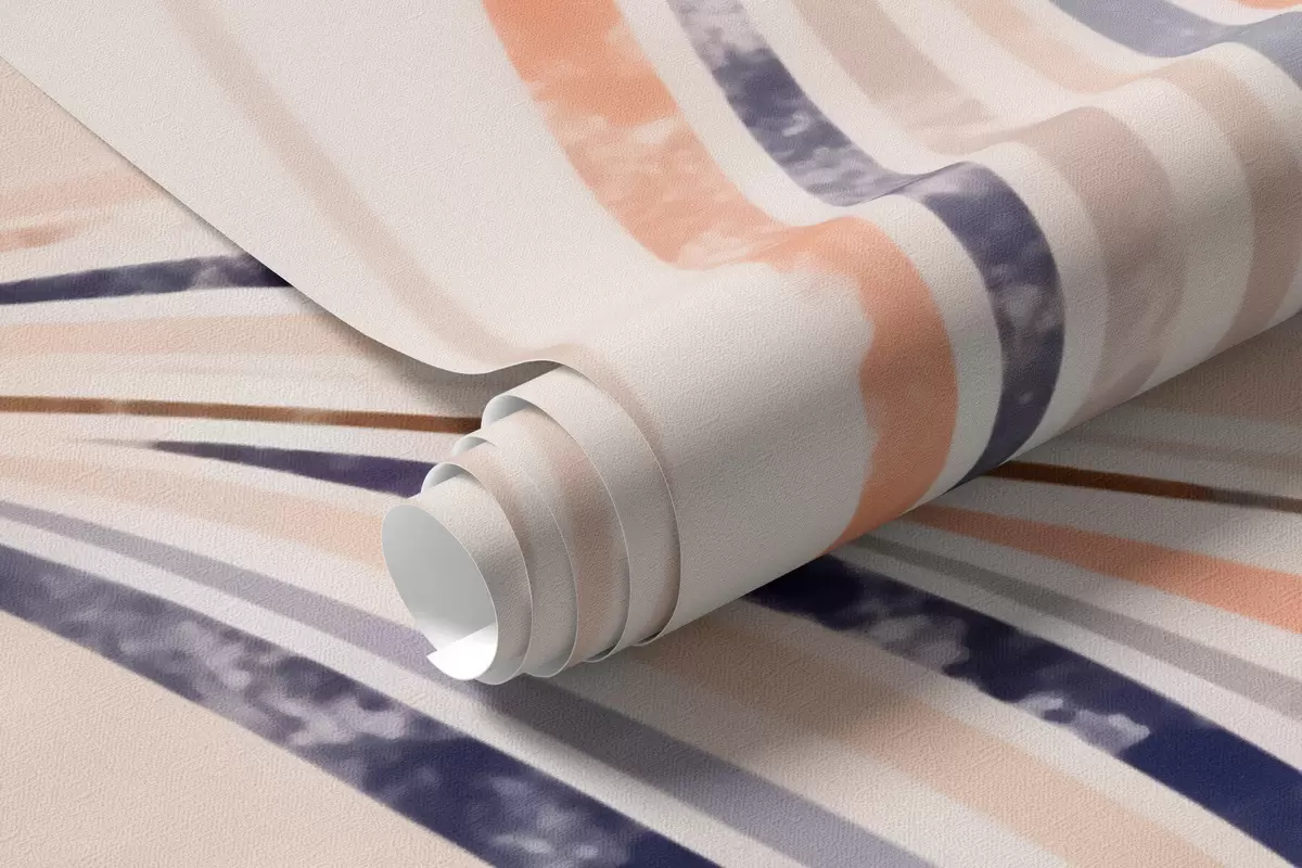 murais de parede Gramíneas decorativas abstratas com folhas alongadas e elegantes em tons de pêssego, creme e azul aquarelado w10093