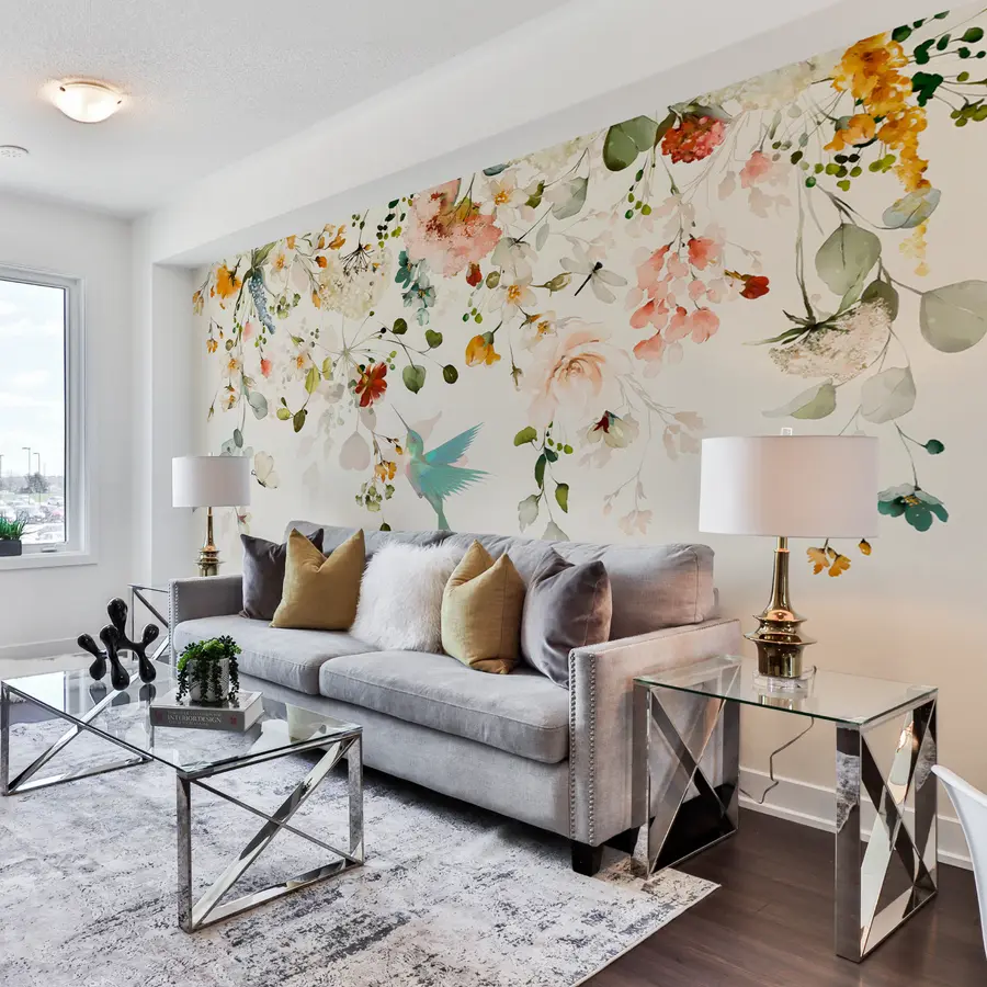 murais de parede flores e colibris u59610