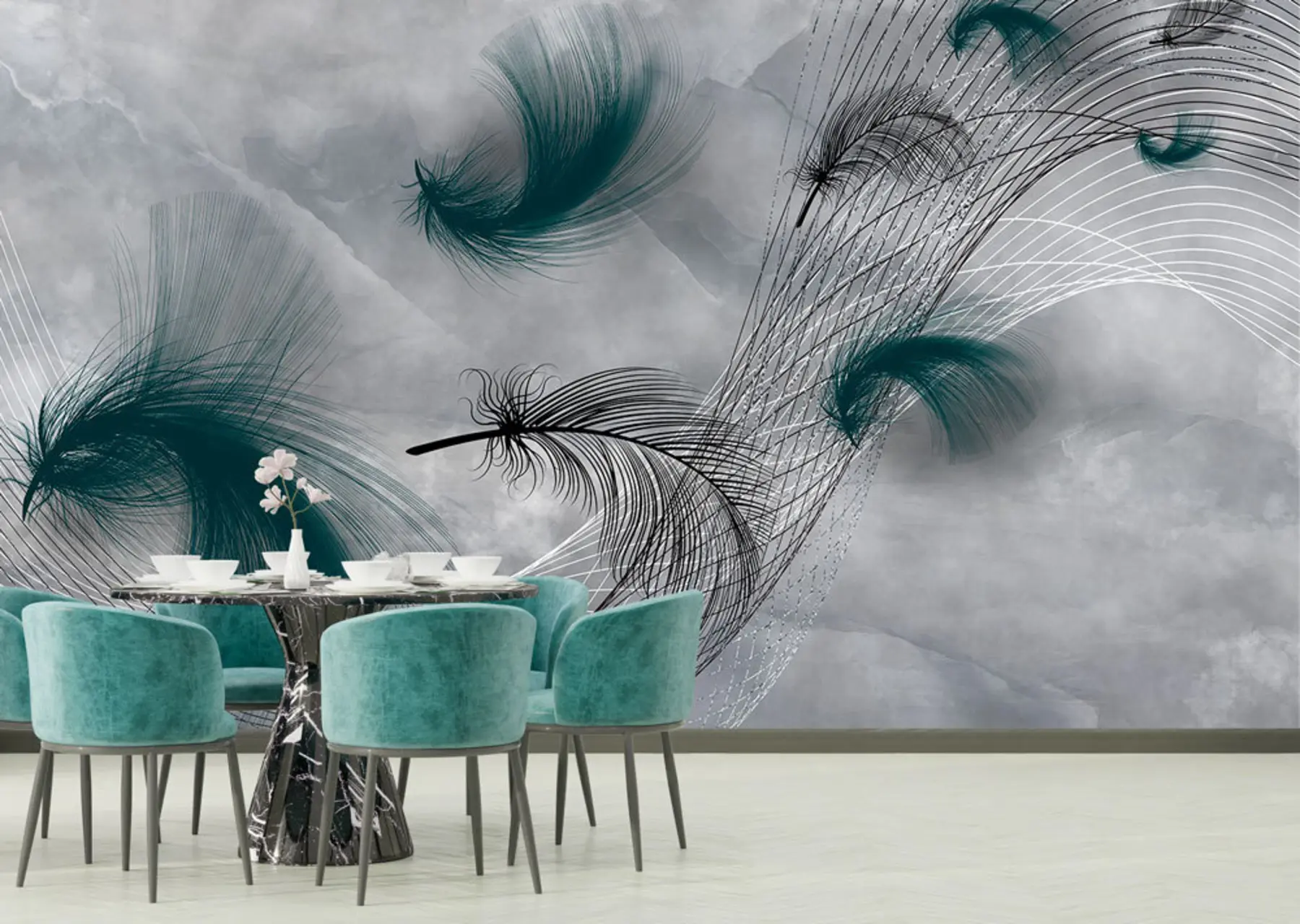 murais de parede Penas ao vento u80391