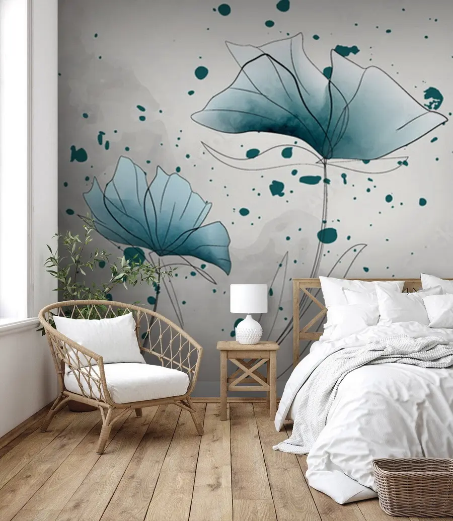 murais de parede Aquarela flores azuis u72112
