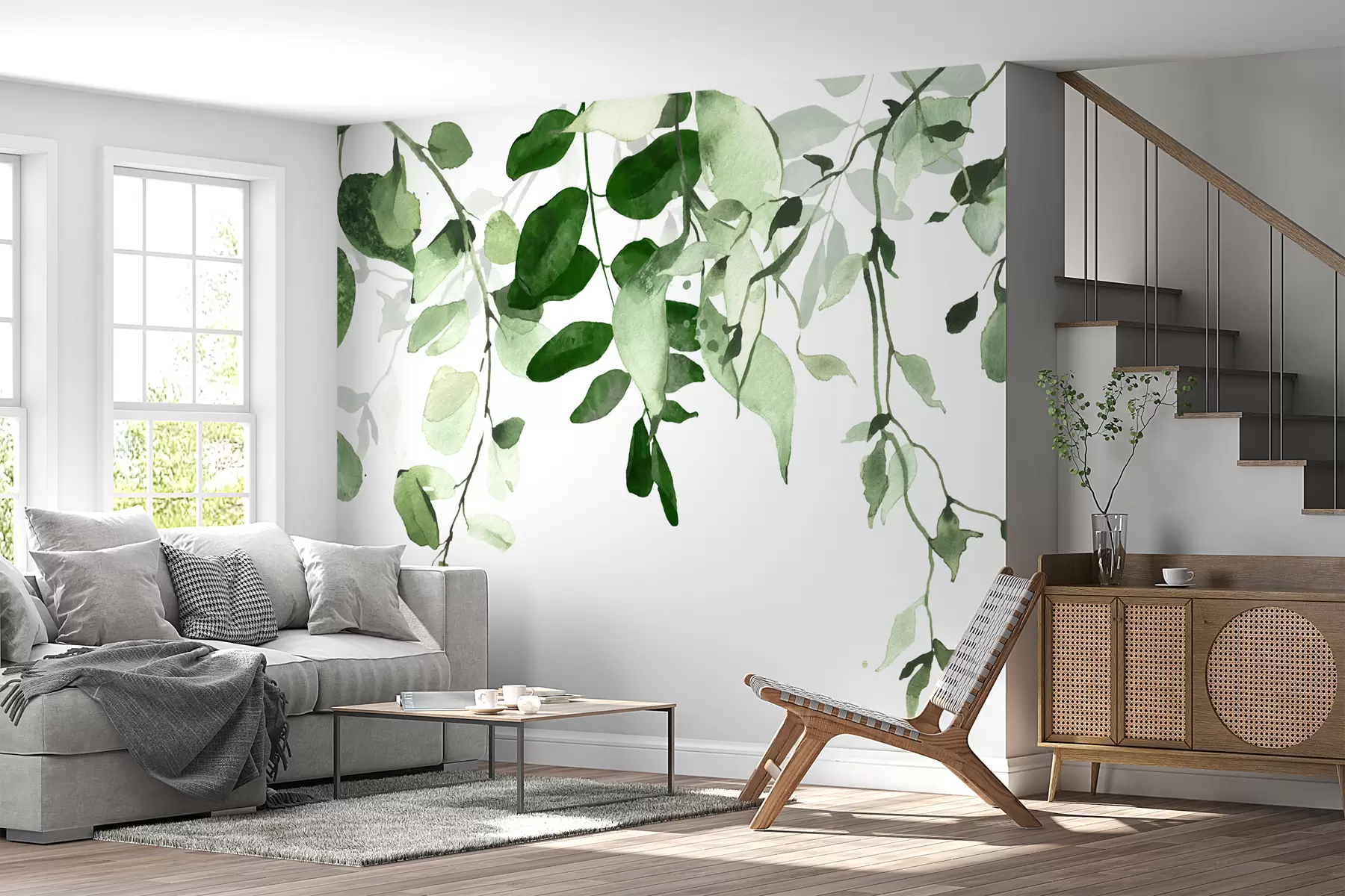 murais de parede Aquarela folhas e galhos u72397