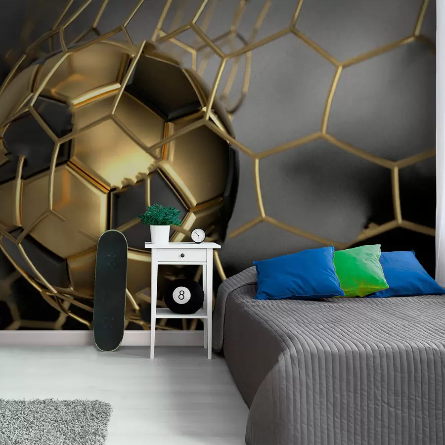 murais de parede Uma bola de futebol na baliza u73010