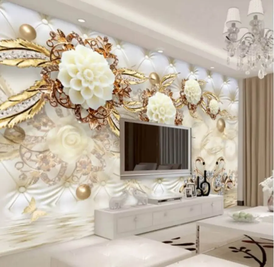 murais de parede Ramo com flores e cisnes u12847