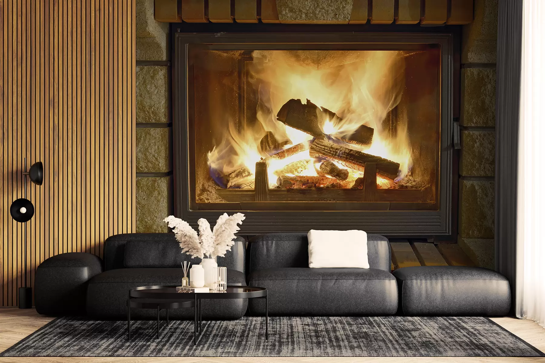 murais de parede Propriedade, madeira e lareira u57351