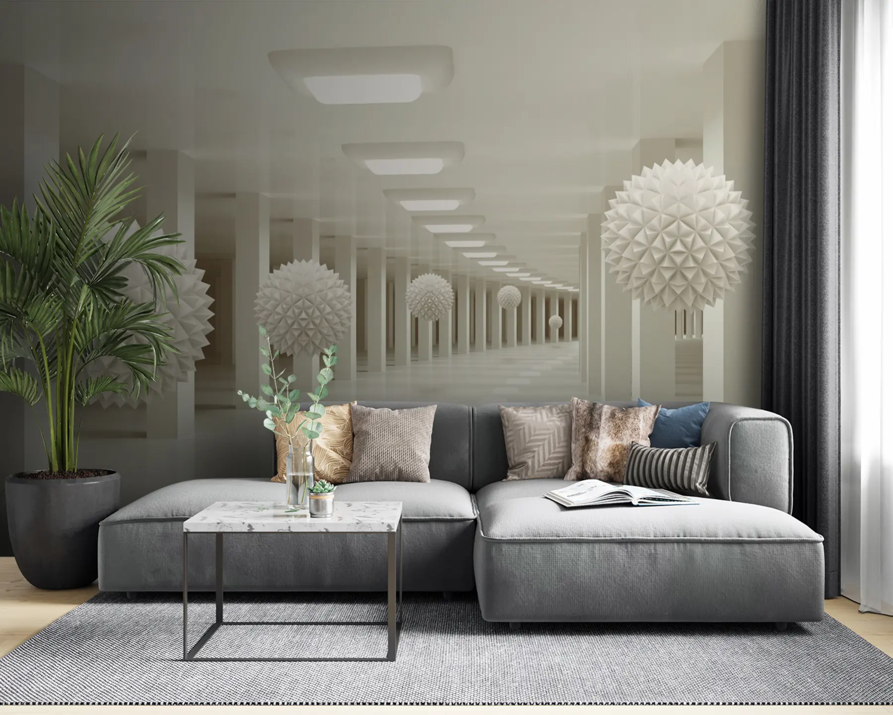 murais de parede Construção, iluminação e madeira u24296