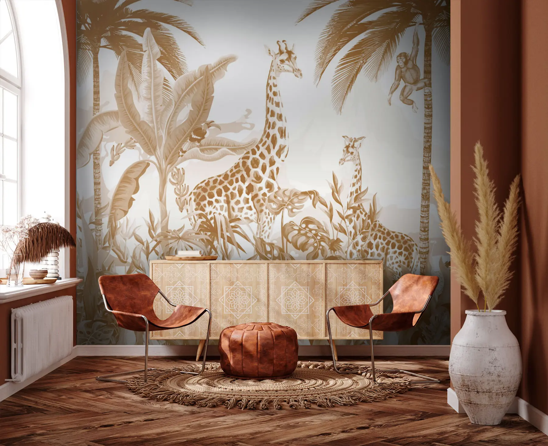 murais de parede Safari de arte monocromática u73542