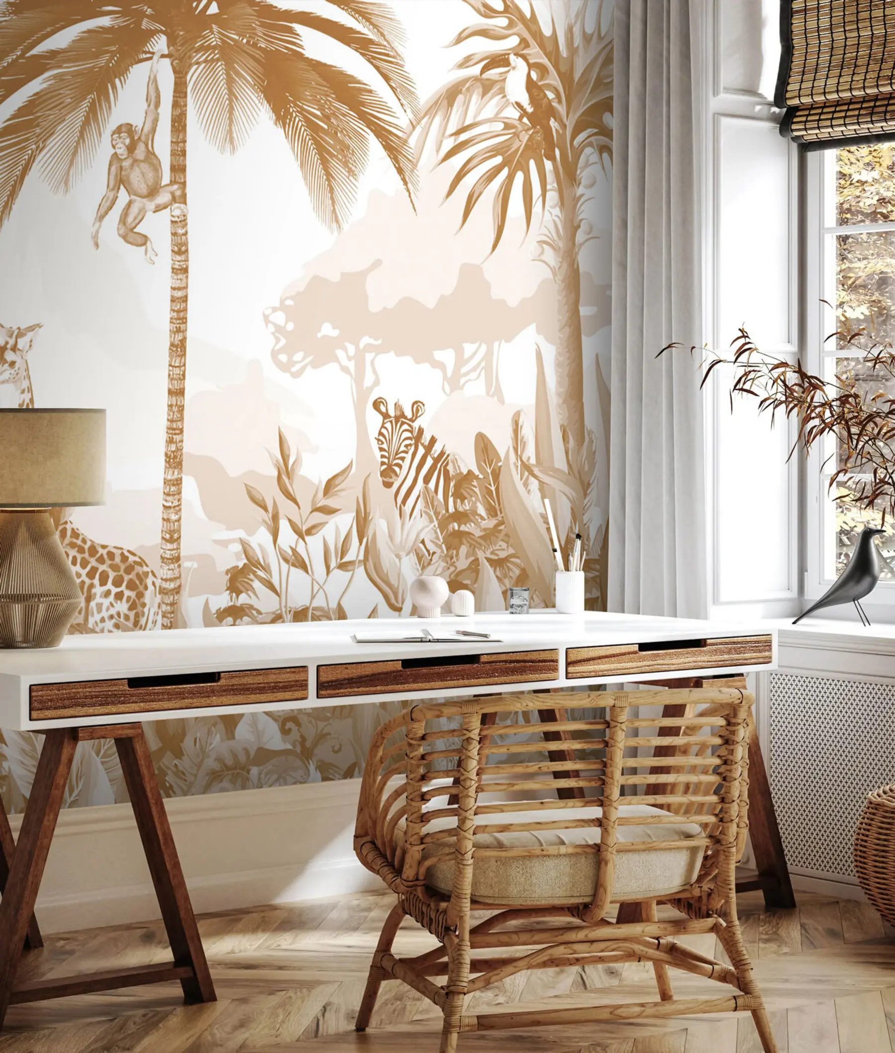 murais de parede Safari de arte monocromática u73542