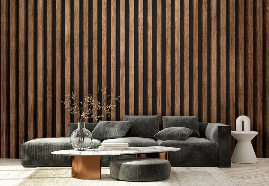 murais de parede Vigas de madeira em um fundo escuro u73670