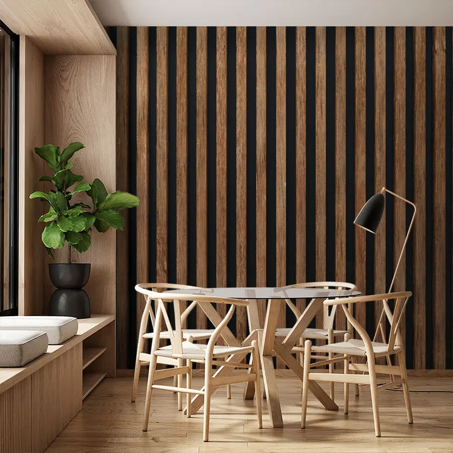 murais de parede Vigas de madeira em um fundo escuro u73670