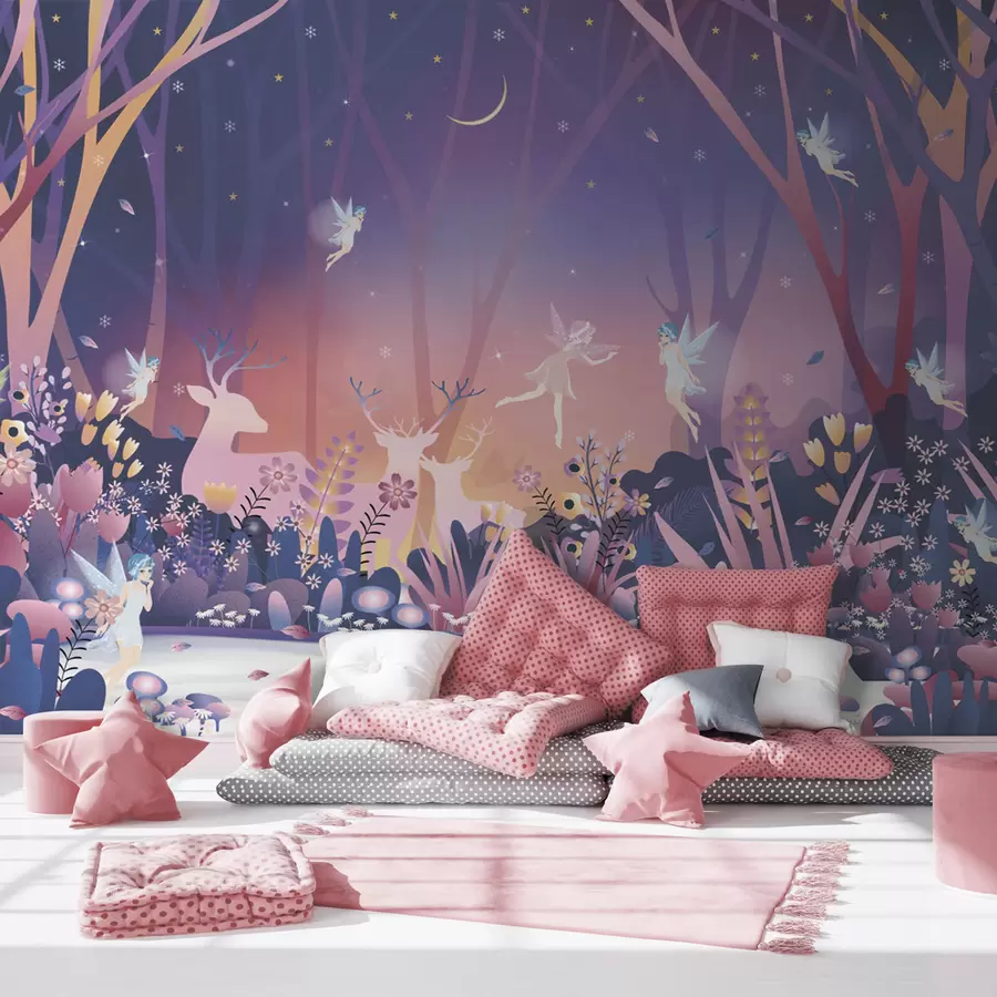 murais de parede Dança noturna na floresta de fadas u73899