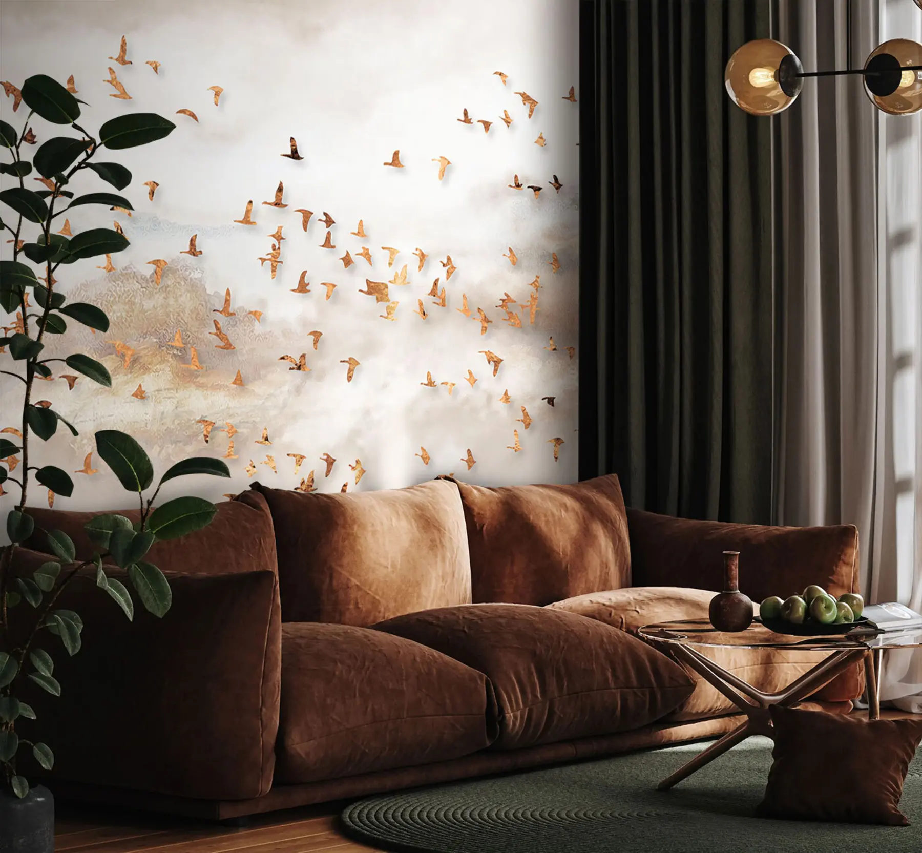 murais de parede Bando de pássaros nas montanhas u93537