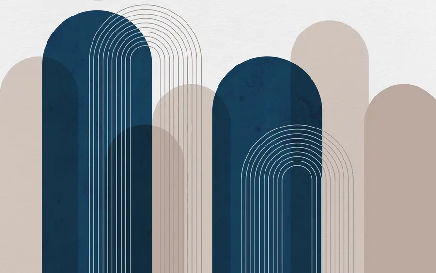 murais de parede Arcos azuis e bege abstratos u73098