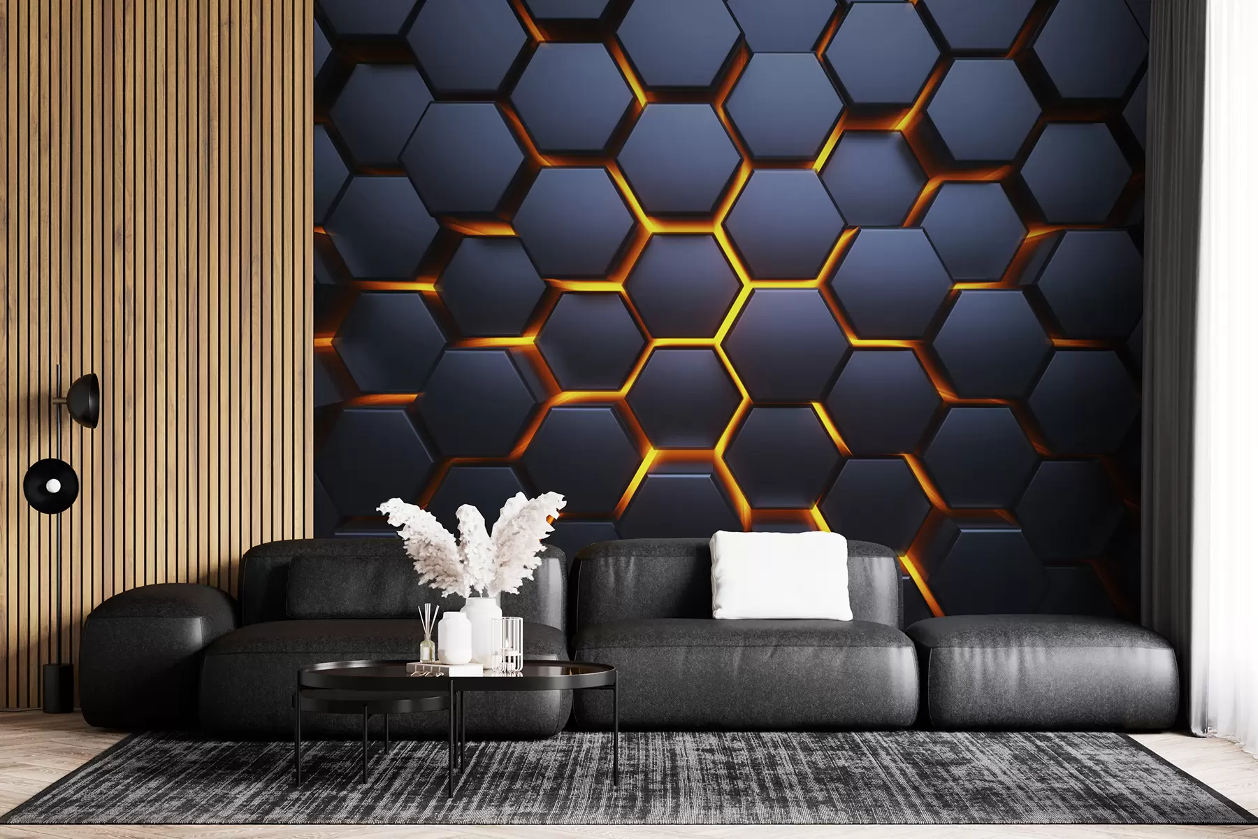 murais de parede Brilho de luz sob os hexágonos u93570