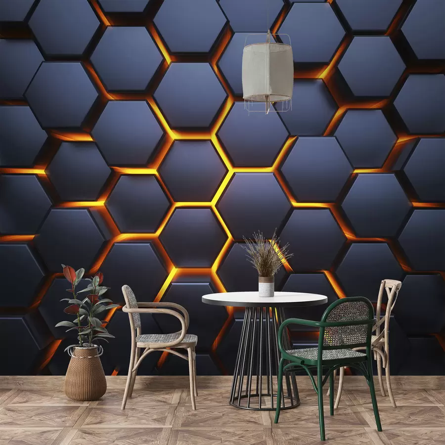 murais de parede Brilho de luz sob os hexágonos u93570