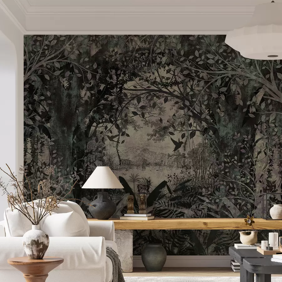 murais de parede Paisagem em estilo antigo clássico, decorada com floresta antiga u93600