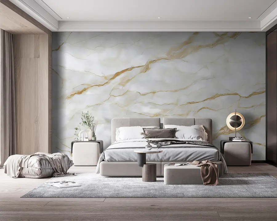 murais de parede Mármore branco com linhas bege u93433