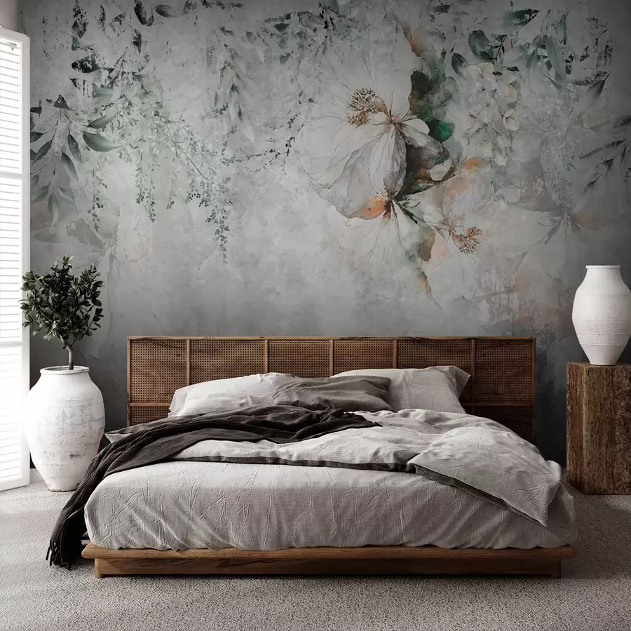 murais de parede Flor no fundo concreto do grunge u73969