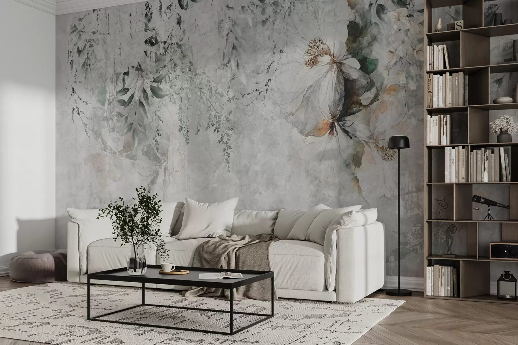 murais de parede Flor no fundo concreto do grunge u73969