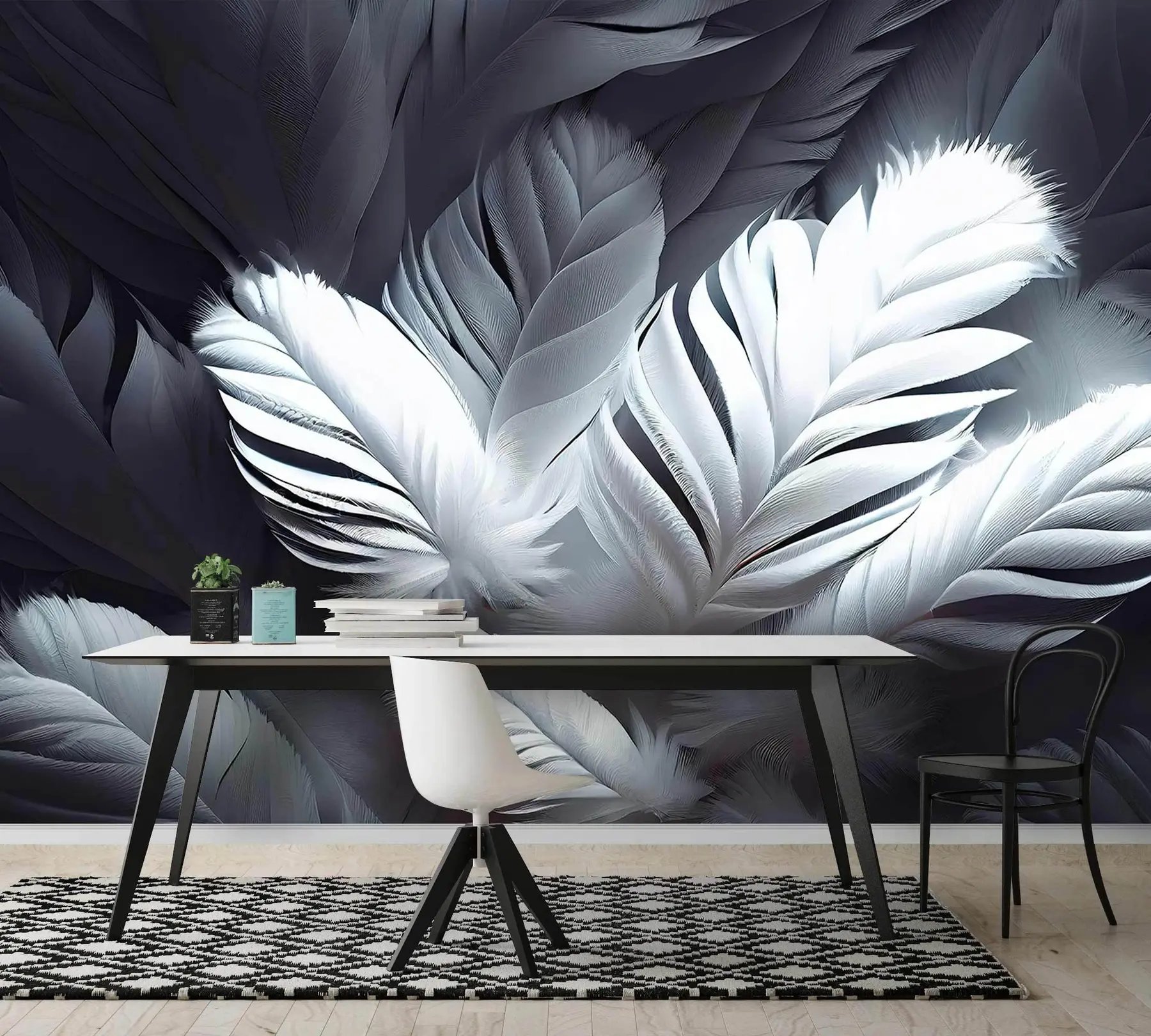 murais de parede penas brilhantes u73689