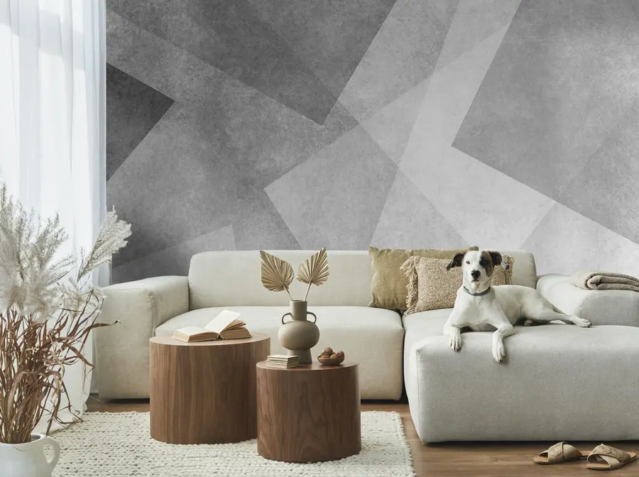 murais de parede Abstração geométrica de cinza u74057