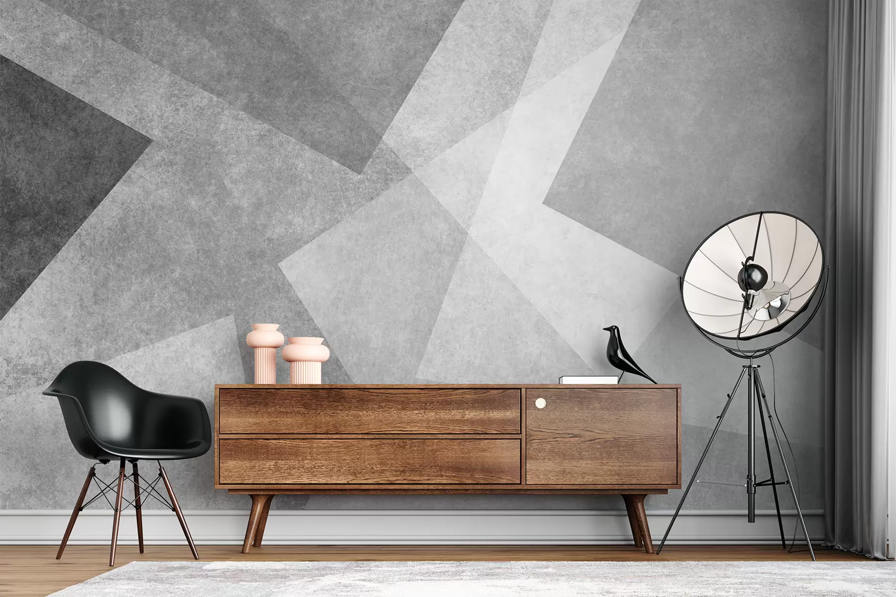 murais de parede Abstração geométrica de cinza u74057