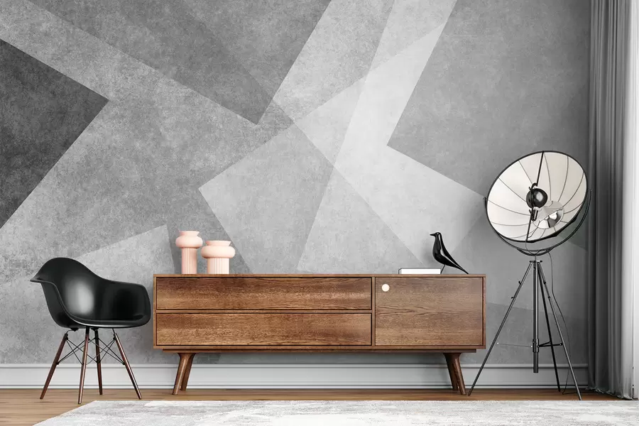 murais de parede Abstração geométrica de cinza u74057