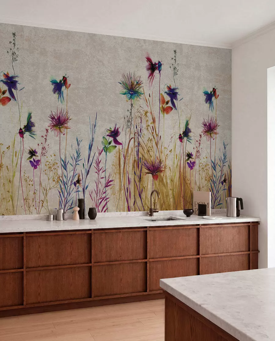 murais de parede Flores altas incomuns em um fundo bege u93672