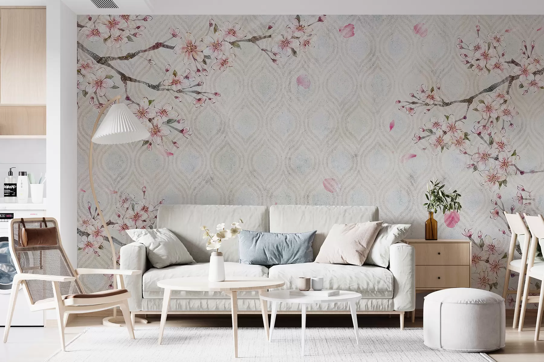murais de parede Flores de Sakura em estilo vintage u74383