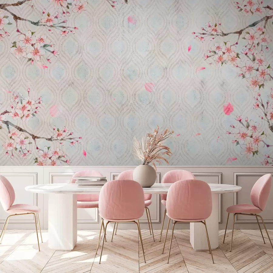 murais de parede Flores de Sakura em estilo vintage u74383