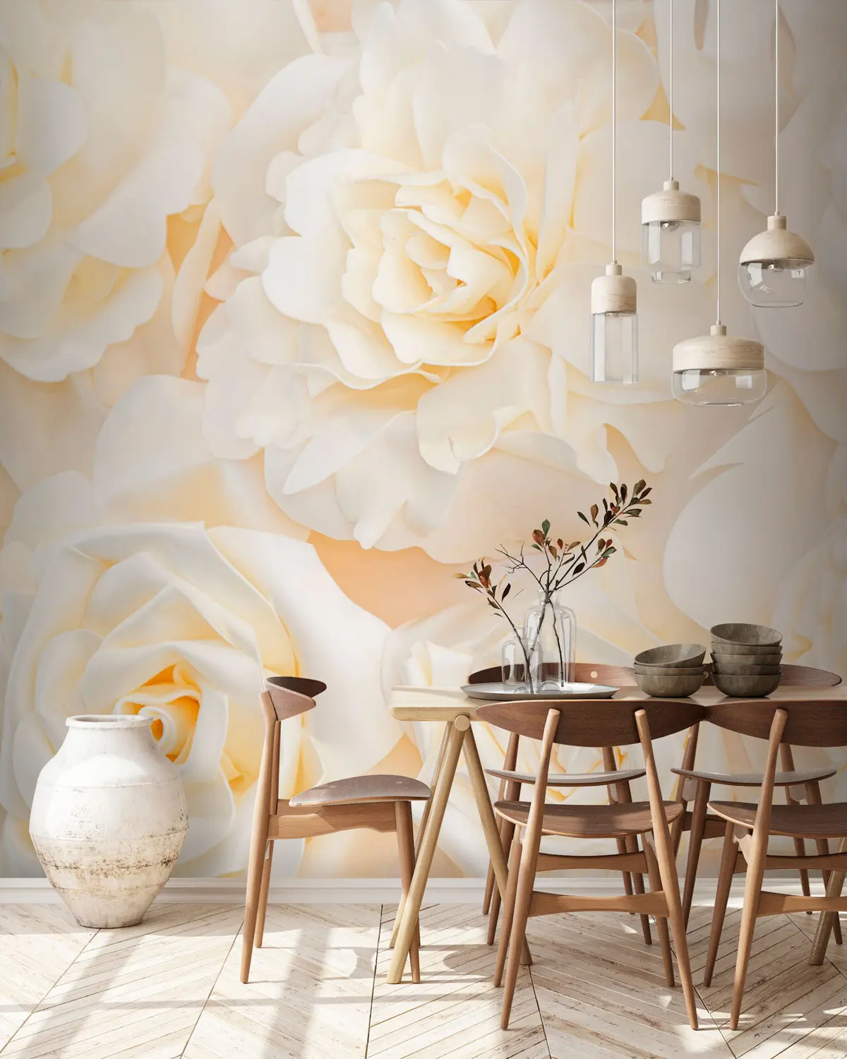 murais de parede Botões brancos de rosas e peônias u74393
