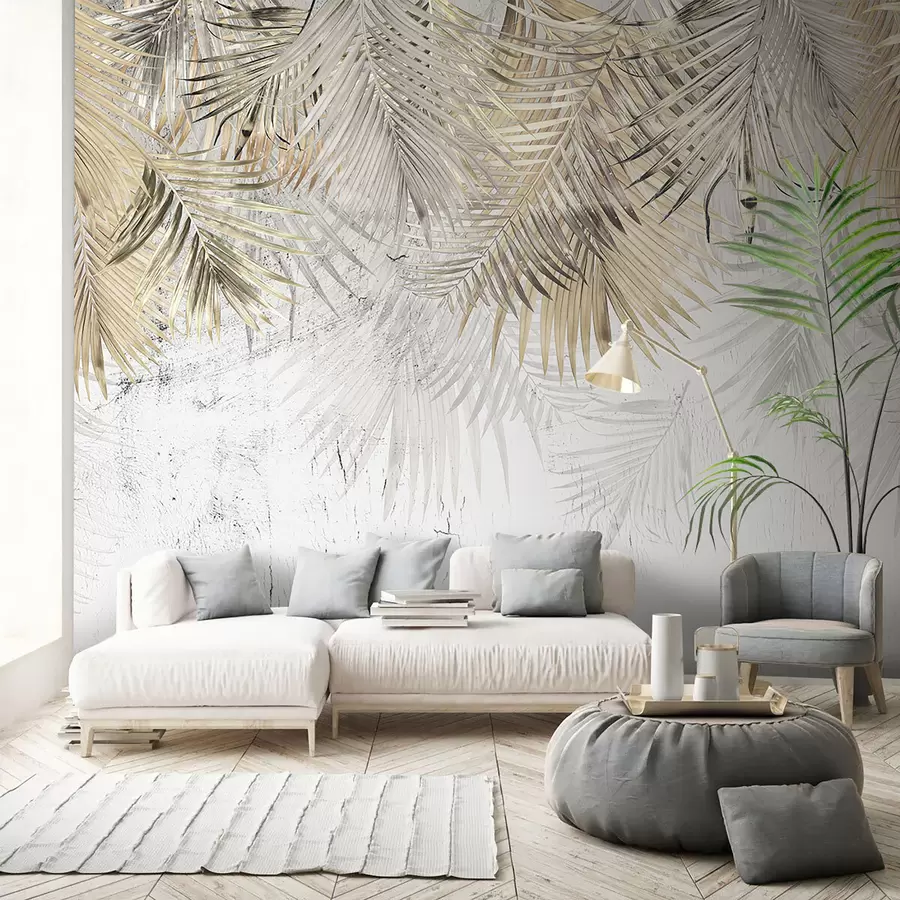 murais de parede Folhas tropicais claras no estilo do grunge u93843