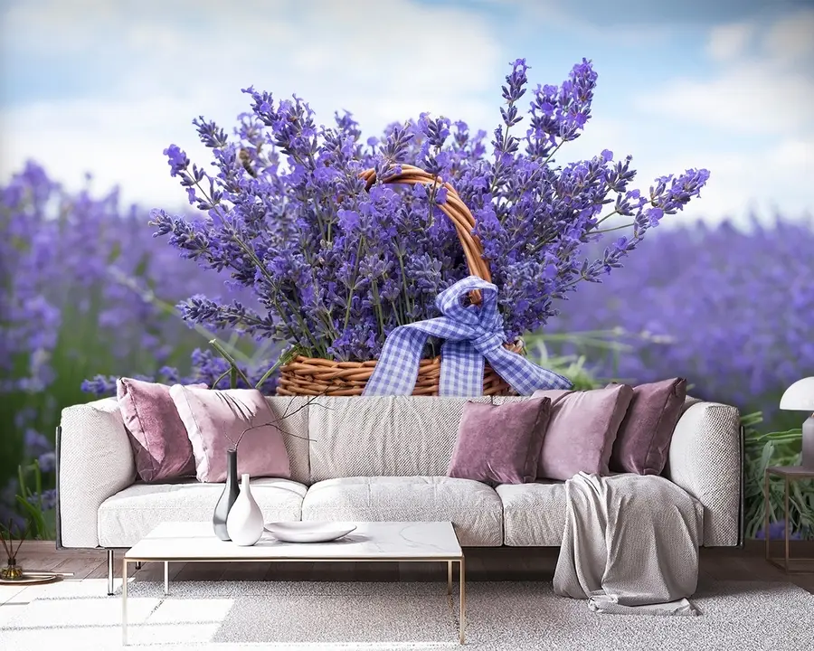 murais de parede Cesta com lavanda u92974