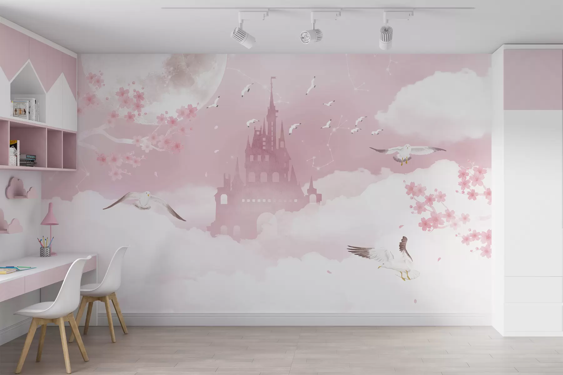 murais de parede Nuvem, rosa e arte u41232