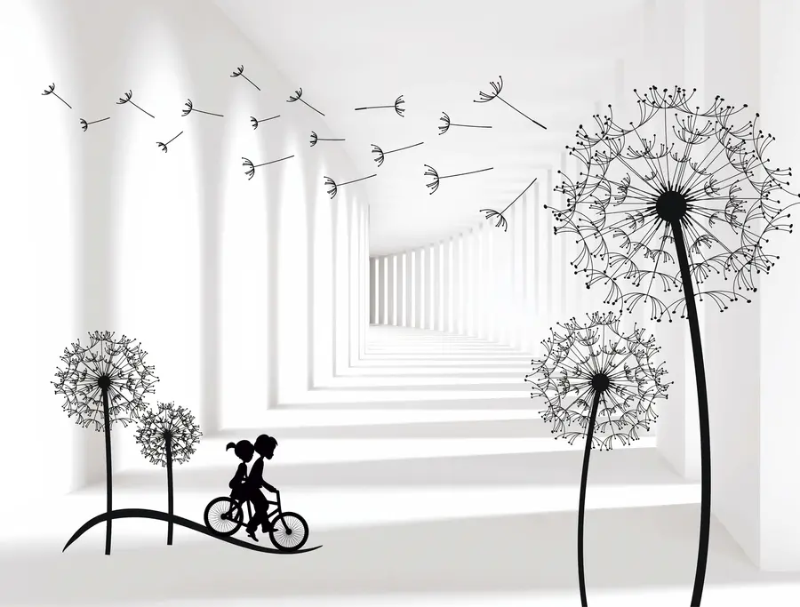 murais de parede Silhuetas de dentes-de-leão no túnel u63551