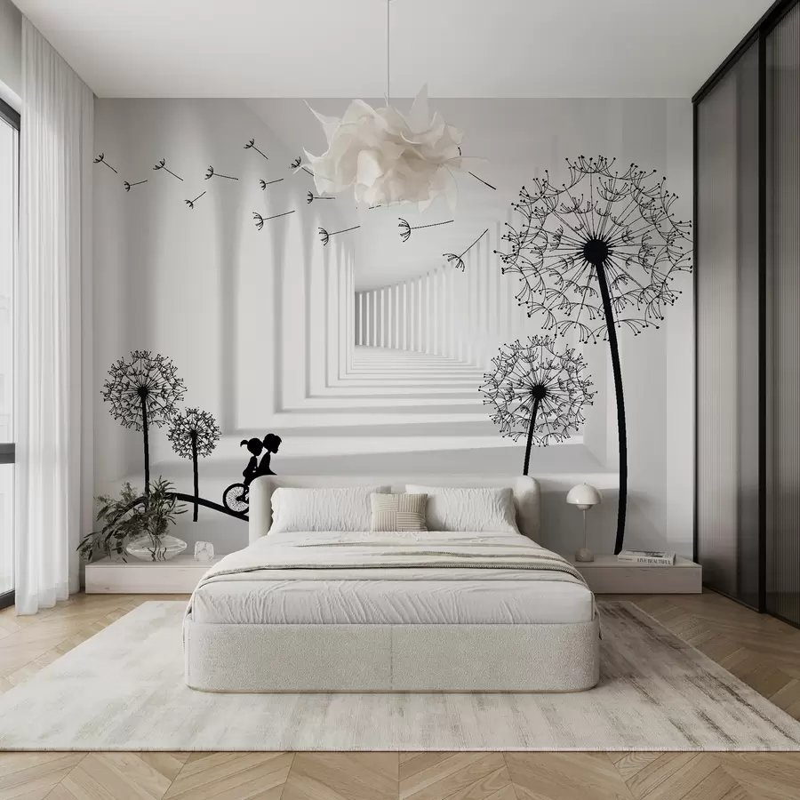 murais de parede Silhuetas de dentes-de-leão no túnel u63551