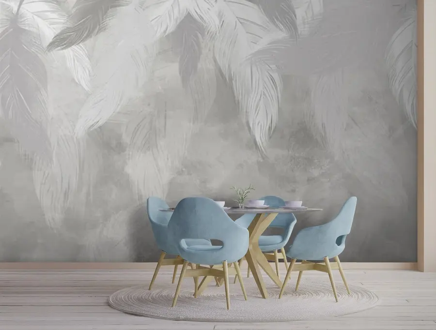 murais de parede penas cinza u71233