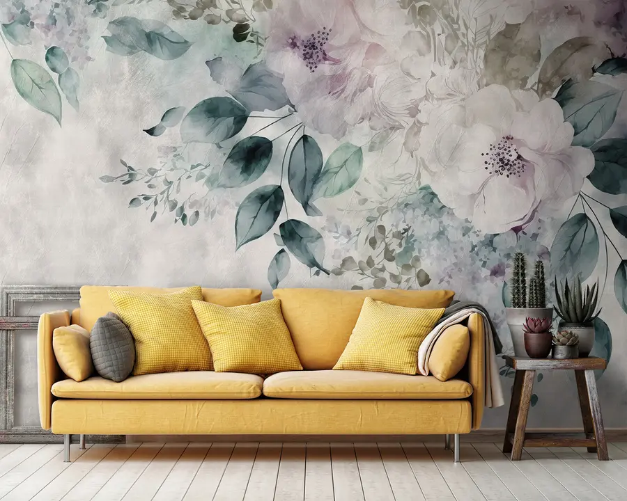 murais de parede Delicadas flores em aquarela u93940